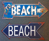 Tin Beach Arrow Sign