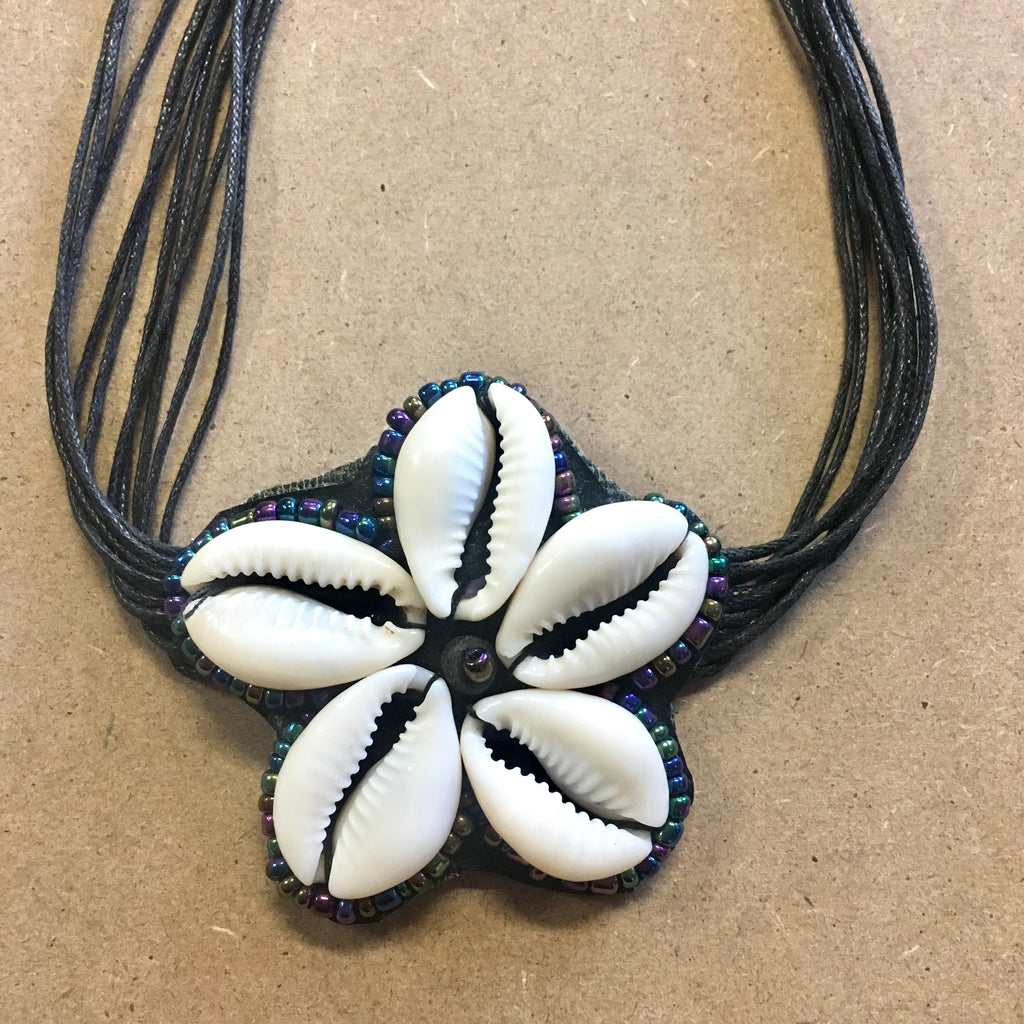Cowrie Flower Beaded Necklace