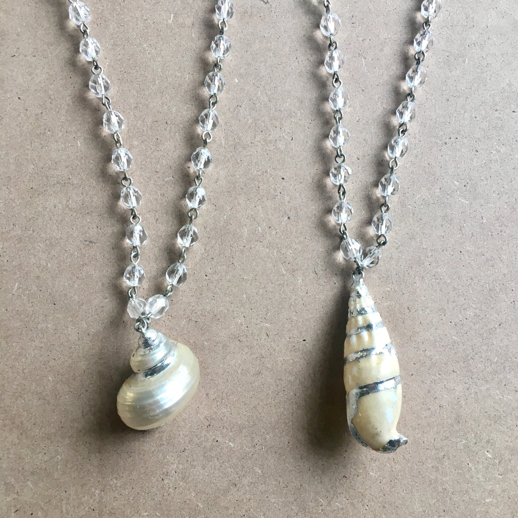 Shell Pendant Crystal Beaded Necklace