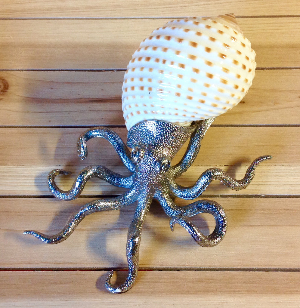 Silver Octopus Tonna Shell Art