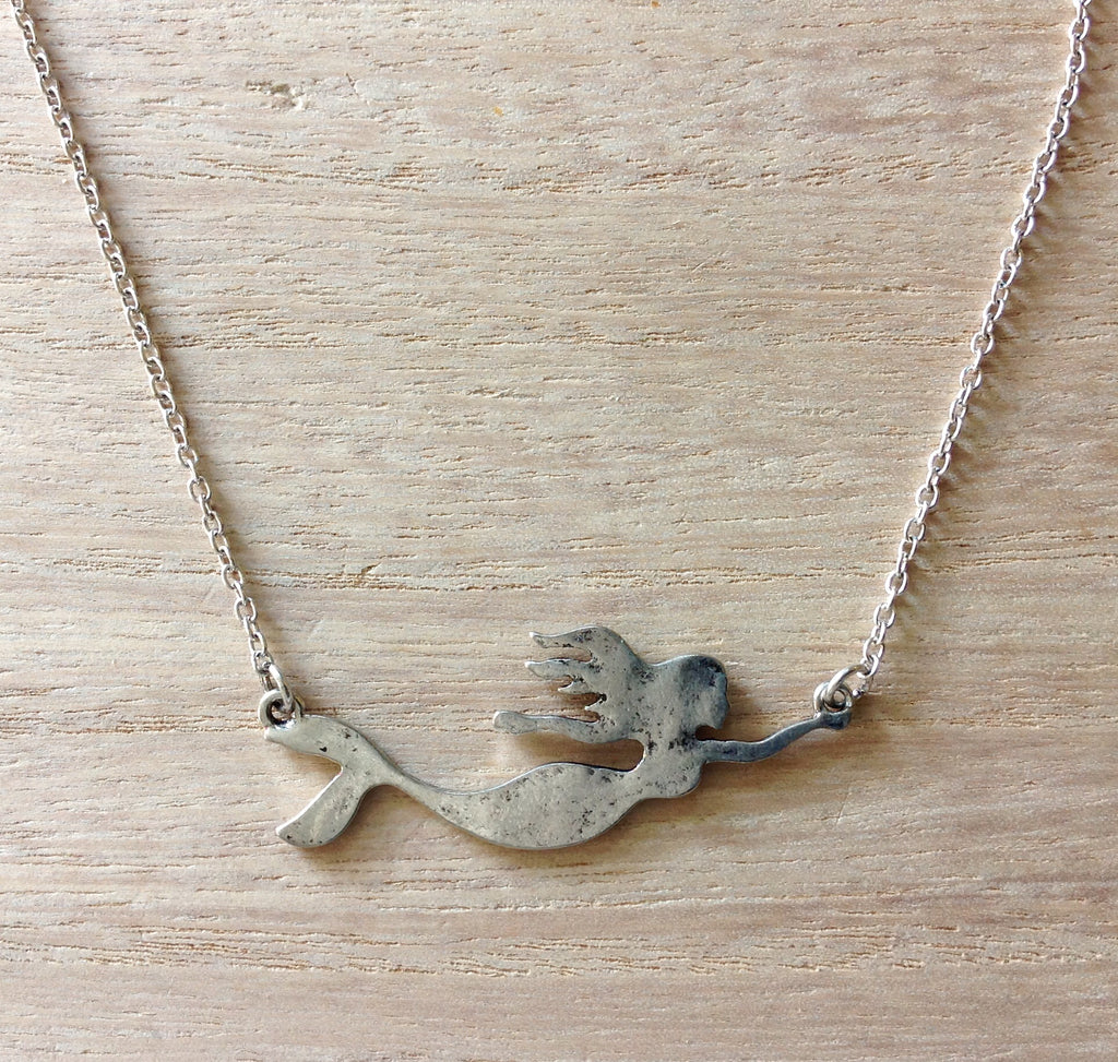 Swimming Mermaid Silhouette Necklace
