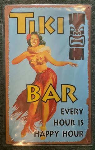 Tiki Bar Happy Hour Tin Sign