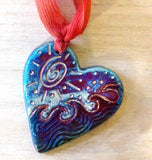 Raku Pottery Heart Ornament