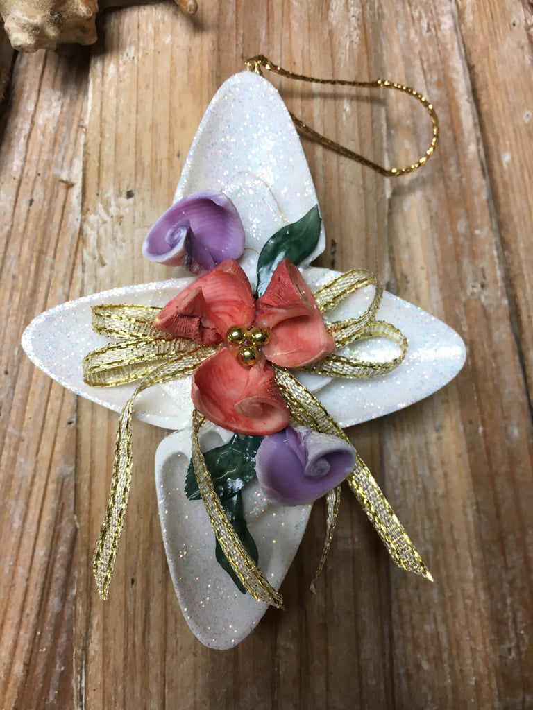 Shell Flower Cross Ornament