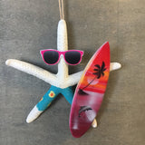 White Starfish Surfer Ornament