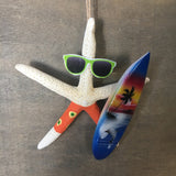 White Starfish Surfer Ornament