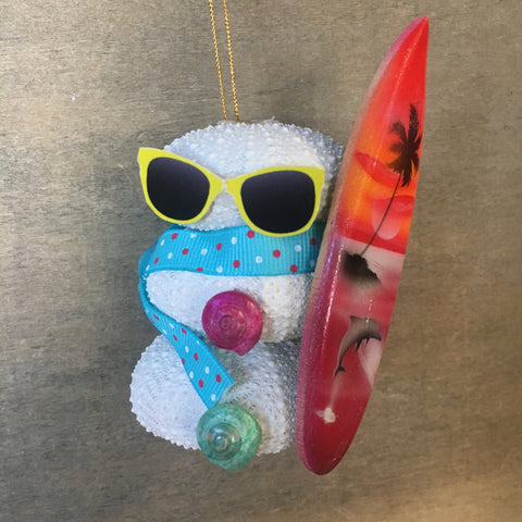 Surfer Sea Urchin Snowman Ornament