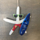 White Starfish Surfer Ornament