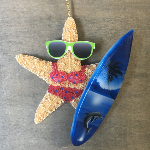 Starfish Surfer Girl Ornament