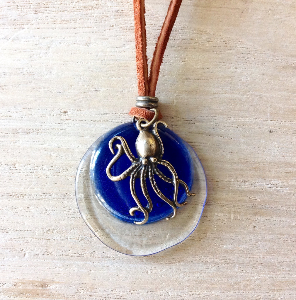 Octopus Glass Pendant Necklace