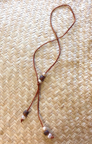 Sea Glass & Pearl Leather Lasso