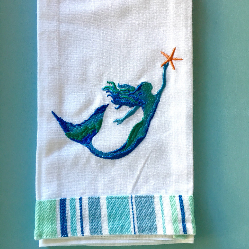Mermaid Starfish Silhouette Towel