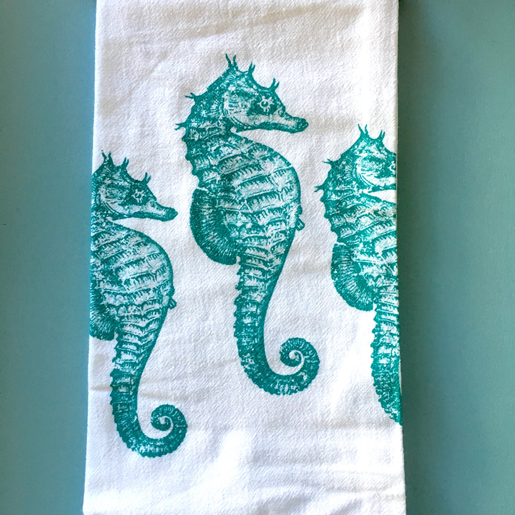 Teal Seahorses Towel