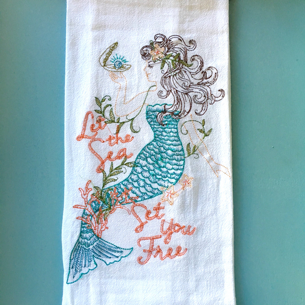 Sea Life Stitched Towel