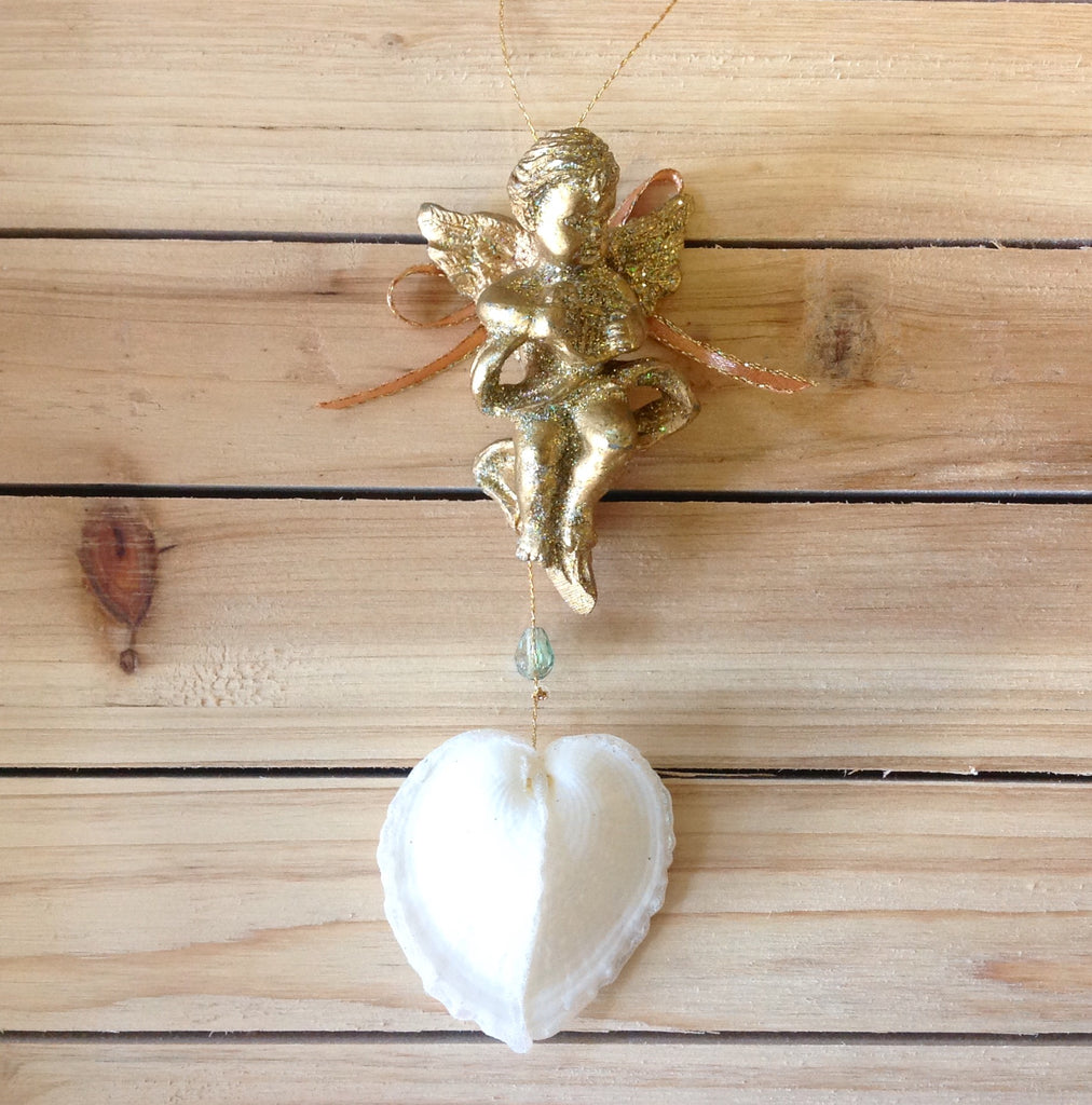 Floating Cherub Heart Cockle Ornament