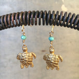 Golden Sea Turtle Earrings