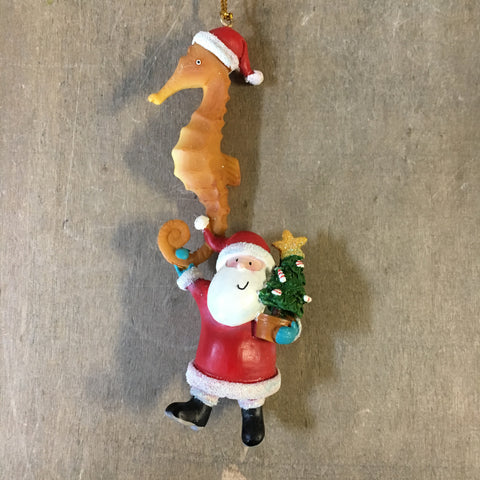 Santa Seahorse Ornament