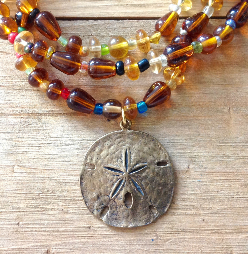 Sand Dollar Pendant Beaded Necklace Sea Things Ventura