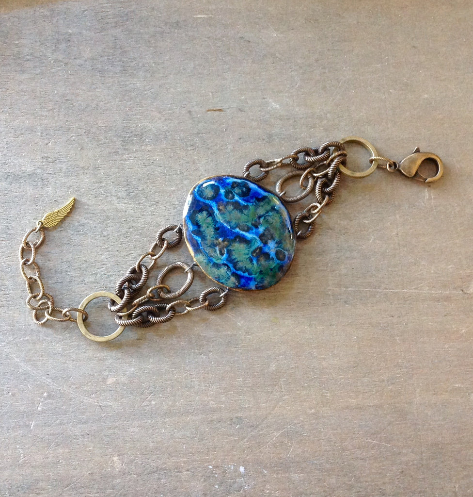 Artisan Ceramic Triple Chain Bracelet
