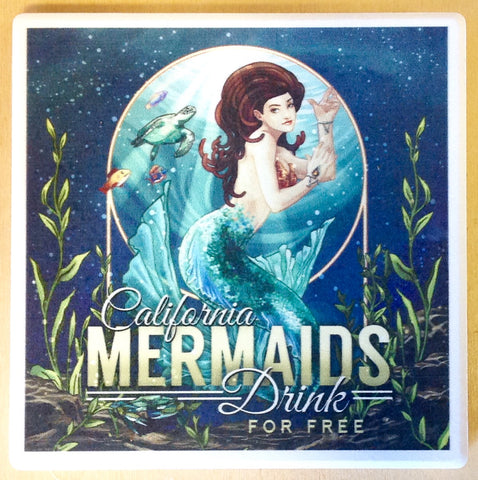 California Mermaids Drink Free Coaster