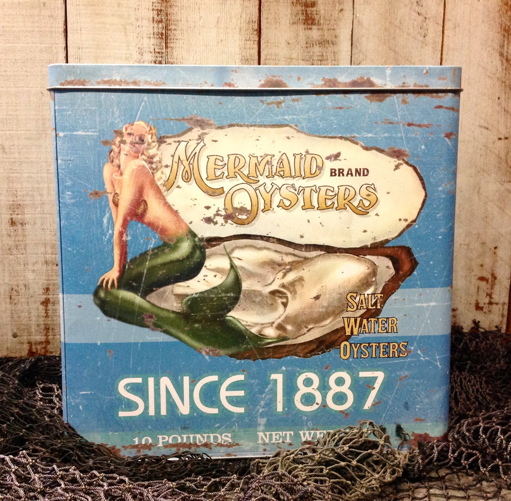 Mermaid Oyster Vintage Style Tin Set