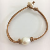 Leather Pearl Knot Bracelet