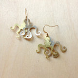 Double Octopus Brass Earrings