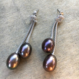Knotted Silver Pearl Earrings