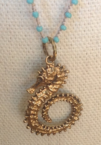 Seahorse Brass Pendant Necklace