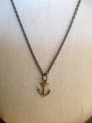 Rustic Bronze Anchor Necklace