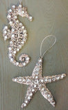 Silver Sparkle Seahorse & Starfish Ornament