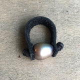 Leather Pearl Ring