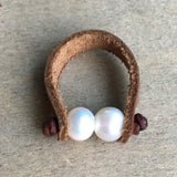 Leather Pearl Ring
