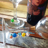 Glass & Pearl Wine Charm Sets