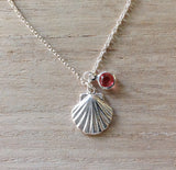 Scallop Shell Jewel Charm Necklace
