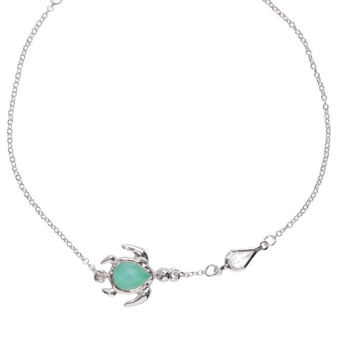 Seafoam Crystal Turtle Anklet