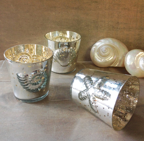 Seashell Mercury Glass Candle Holder