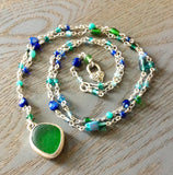 Emerald Sea Glass Beaded Necklace