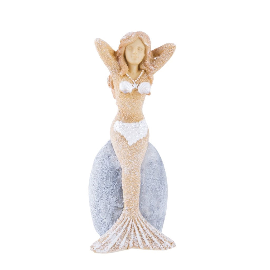 Sandy Mermaid on Rock Figurine