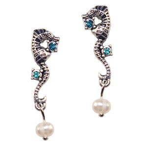 Seahorse Pearl Earring Studs