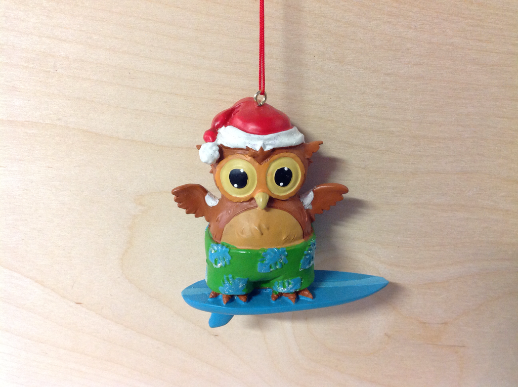 Surfing Owl Ornament