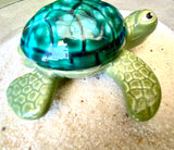 Raku Pottery Green Turtle Box