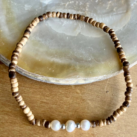 Coconut Pearl Stretch Anklet