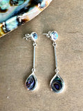 Long Abalone Droplet Stud Earrings