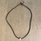 Pearls and Leather Necklace
