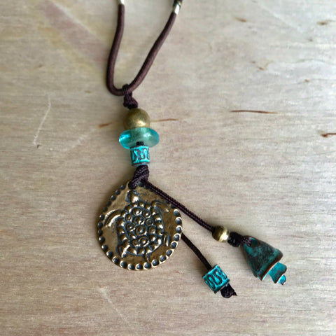 Turtle Sink or Swim Silk Necklace