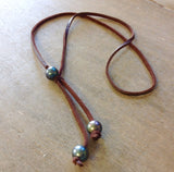 Pearl Leather Lasso Necklace