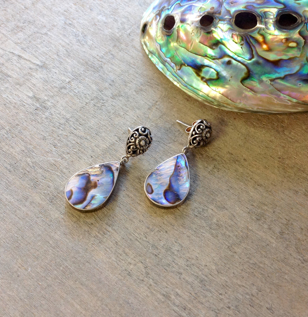 Antique Style Abalone Earrings