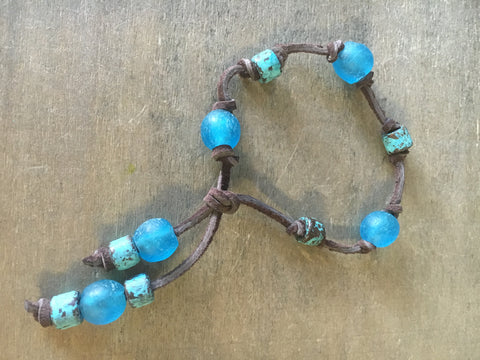 Seaglass Leather Bracelet