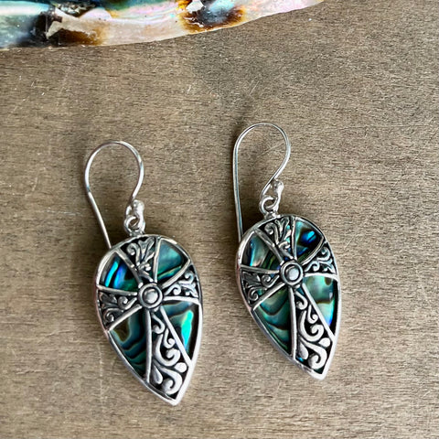 Abalone Celtic Cross Earrings